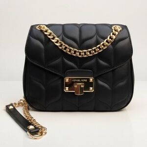 Michael Kors Quilted Flap Leather Peyton Convertible Shoulder Hobo Crossbody Bag